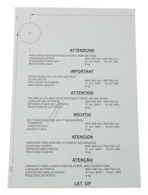 Smeg Sjabloon                                                     715040111