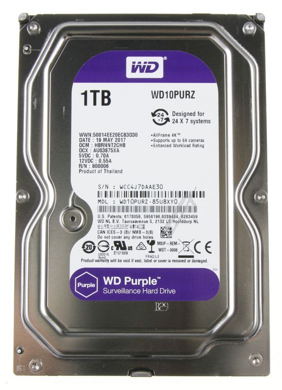 WESTERN DIGITAL S-ata iii 3,5´ harddisk                                      WD10PURZ